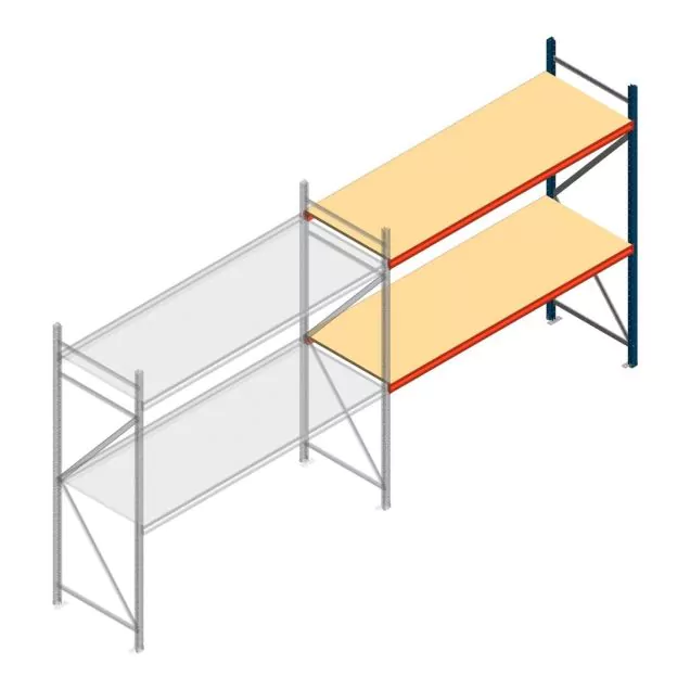 Weitspannregal AR 2000x2700x800 mm (hxbxt) 2 Ebenen blau Anbauregal