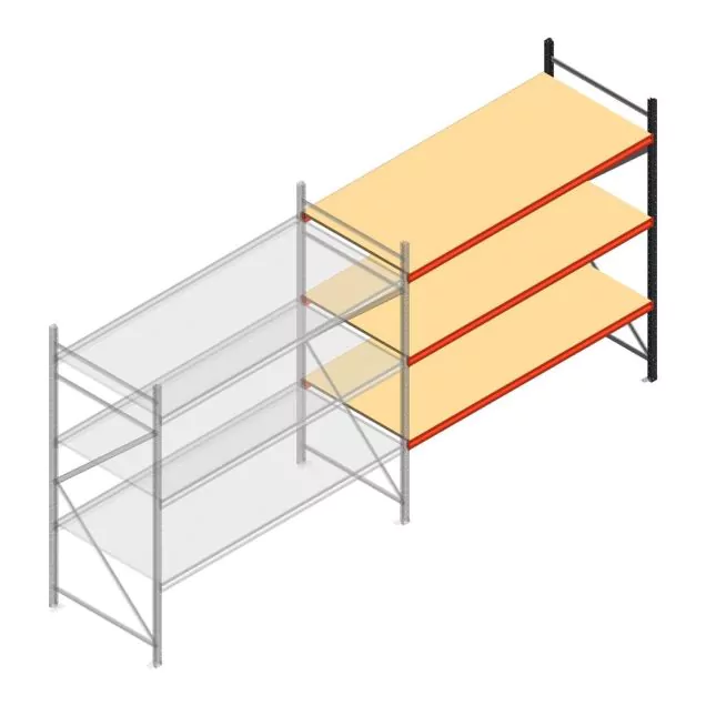 Weitspannregal AR 2250x2700x900 mm (hxbxt) 3 Ebenen verzinkt Anbauregal mit vormontierten Rahmen