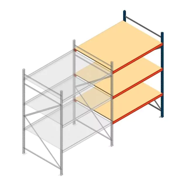 Weitspannregal AR 2500x1610x1200 mm (hxbxt) 3 Ebenen blau Anbauregal mit vorgemontierten Rahmen