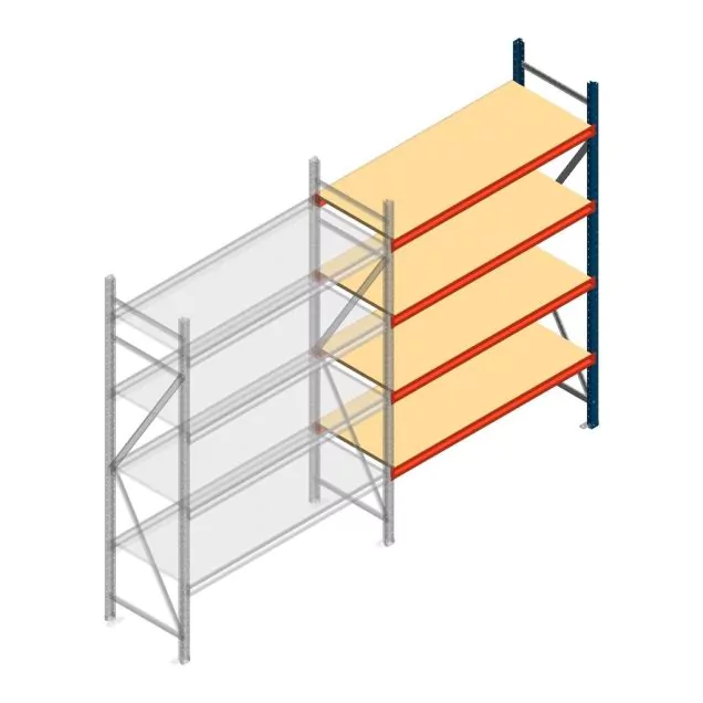 Weitspannregal AR 2500x1610x600 mm (hxbxt) 4 Ebenen blau Anbauregal