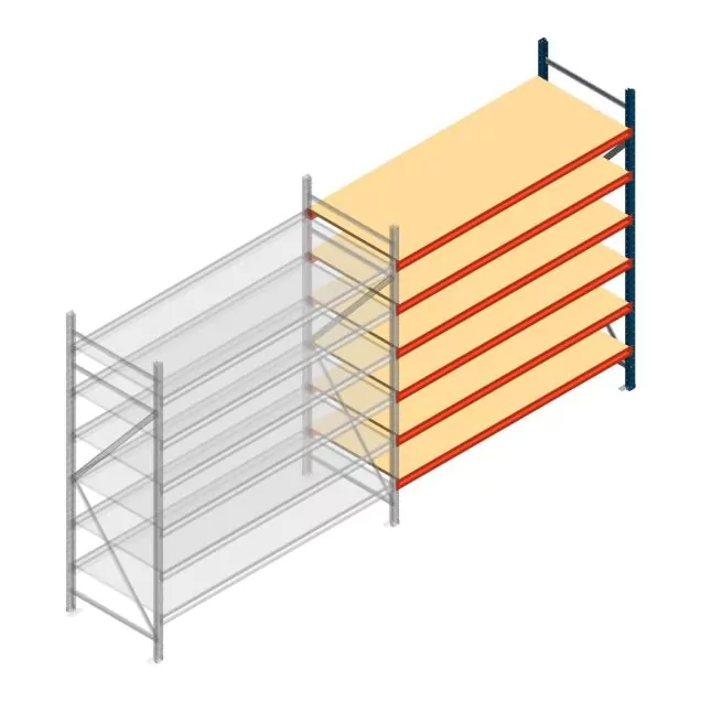Weitspannregal AR 2500x2250x800 mm (hxbxt) 6 Ebenen blau Anbauregal