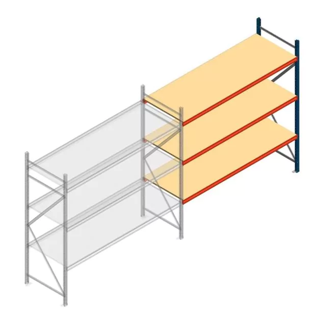 Weitspannregal AR 2500x2700x800 mm (hxbxt) 3 Ebenen blau Anbauregal