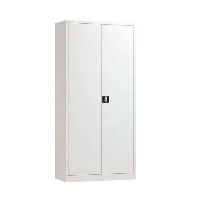 Abschließbarer metallener Flügeltürenschrank, Lagerregalschrank 1800x800x380 mm (hxbxt) grau