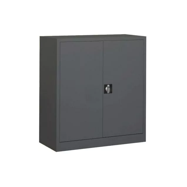 Abschließbarer Metallschrank mit Flügeltüren, Lagerregalschrank 1000x800x380 mm (hxbxt) schwarz