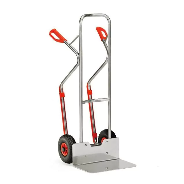 Aluminium Sackkarre 200 kg 1300 mm mit Luftreifen, extra großer Schaufel und Gleitstreifen