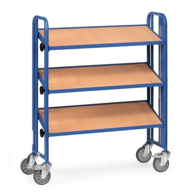Lagerbehälterwagen 250 kg mit 3 Holz-Etagen 900x315 neigbar