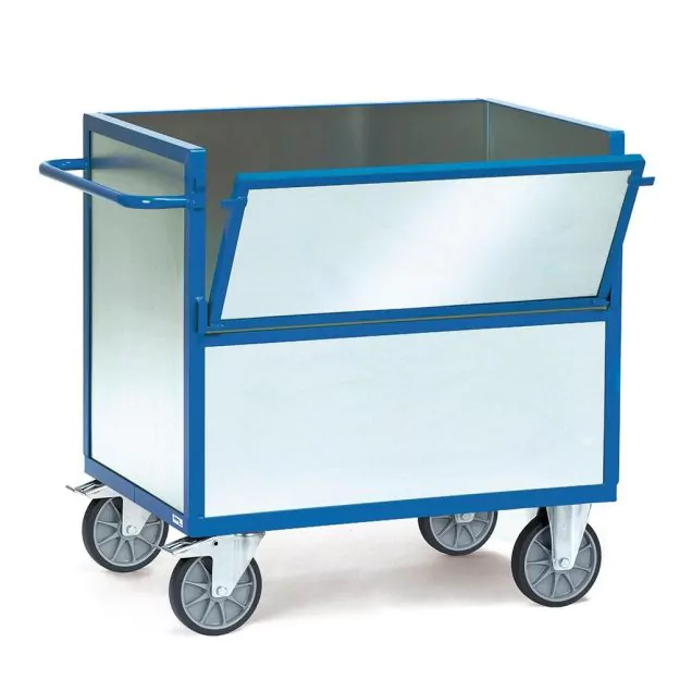 Kastenwagen 600 kg 1200x800 mit Wänden aus verzinktem Stahlblech