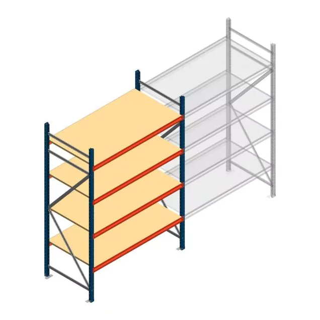 Weitspannregal AR 2500x1610x800 mm (hxbxt) 4 Ebenen blau Anfangsregal