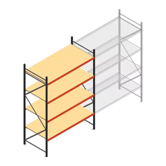 Weitspannregal AR 3000x2250x1000 mm (hxbxt) 4 Ebenen verzinkt Anfangsregal mit vormontierten Rahmen