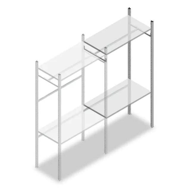 Konfektionsregal Medium Duty 2000x1000x500 mm (hxbxt) 1 Stange 2 Fachböden Anbauregal