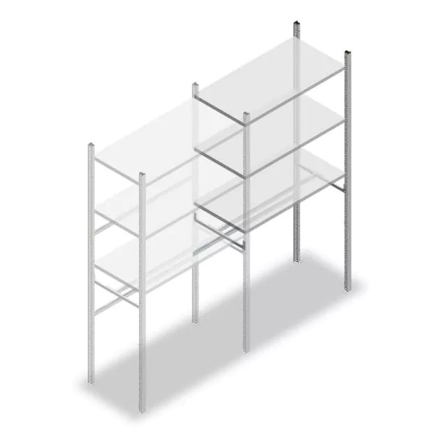 Konfektionsregal Medium Duty 2000x1000x500 mm (hxbxt) 1 Stange 3 Fachböden Anbauregal