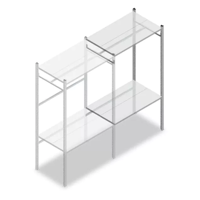 Konfektionsregal Medium Duty 2000x1000x600 mm (hxbxt) 1 Stange 2 Fachböden Anbauregal