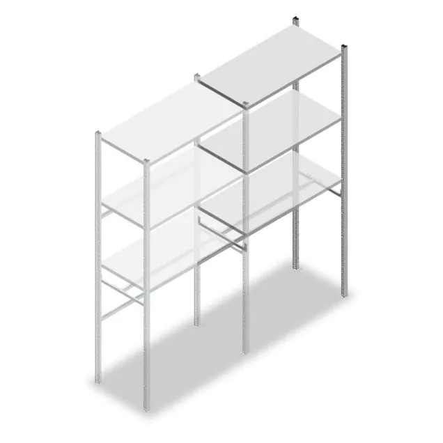 Konfektionsregal Medium Duty 2200x1000x500 mm (hxbxt) 1 Stange 3 Fachböden Anbauregal
