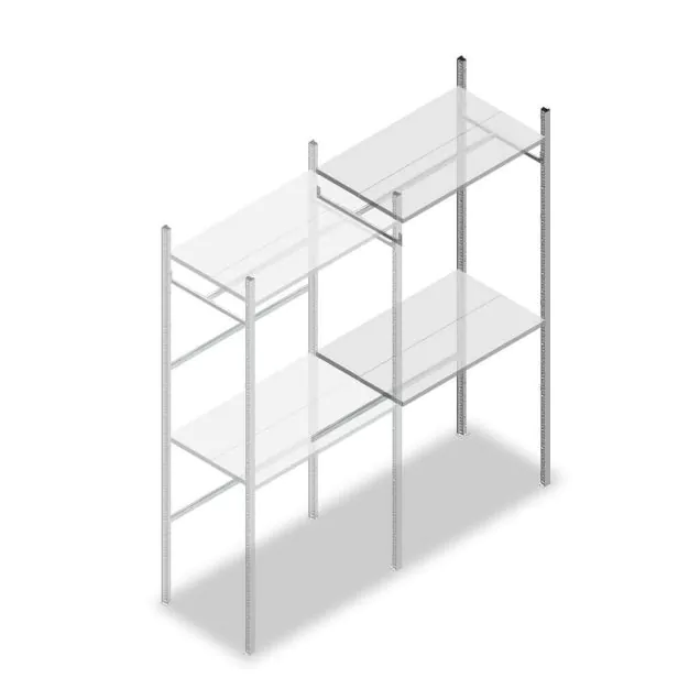 Konfektionsregal Medium Duty 2200x1000x600 mm (hxbxt) 1 Stange 2 Fachböden Anbauregal