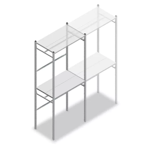Konfektionsregal Medium Duty 2500x1000x600 mm (hxbxt) 2 Stangen 2 Fachböden Anfangsregal