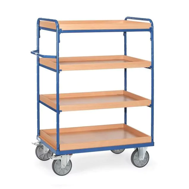 Etagenwagen, Transportwagen 1000x600x1552 mm (lxbxh) 600 kg mit 4 Etagenbehältern