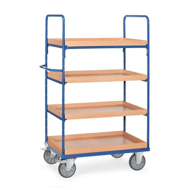 Etagenwagen, Transportwagen 1200x800x1800 mm (lxbxh) 600 kg mit 4 Etagenbehältern