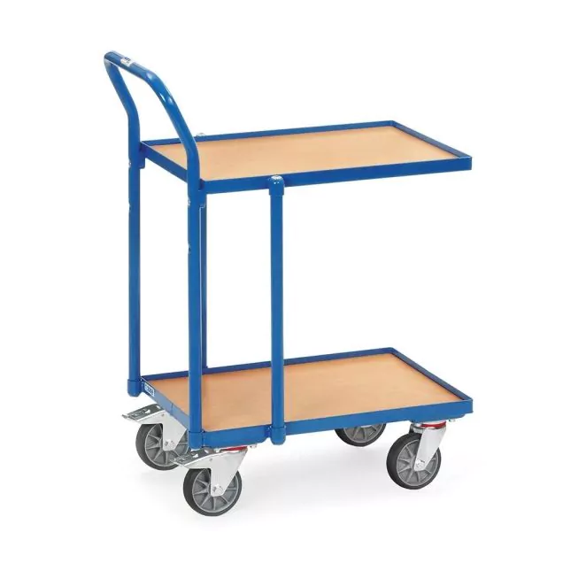 Eurobehälter Rollplatte 250 kg mit 2 Holz-Etagen und Schiebegriff 605x405 mm