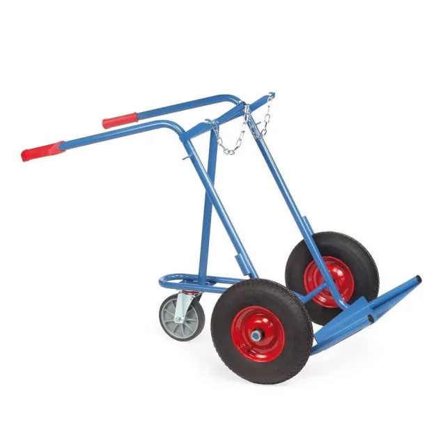 Gasflaschenwagen 150 kg für 2 Gasflaschen à 40/50 Liter mit Gummirädern und 1 Stützrad