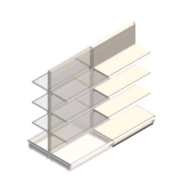 Gondola Tego Ladenregal 1800x1000x470 mm (hxbxt) 4 Ebenen RAL9001 Anbauregal