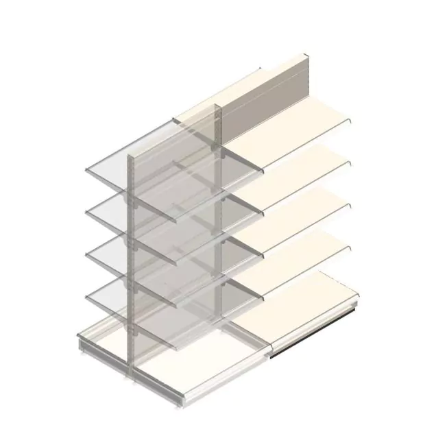 Gondola Tego Ladenregal 2200x1000x570 mm (hxbxt) 5 Ebenen RAL9001 Anbauregal