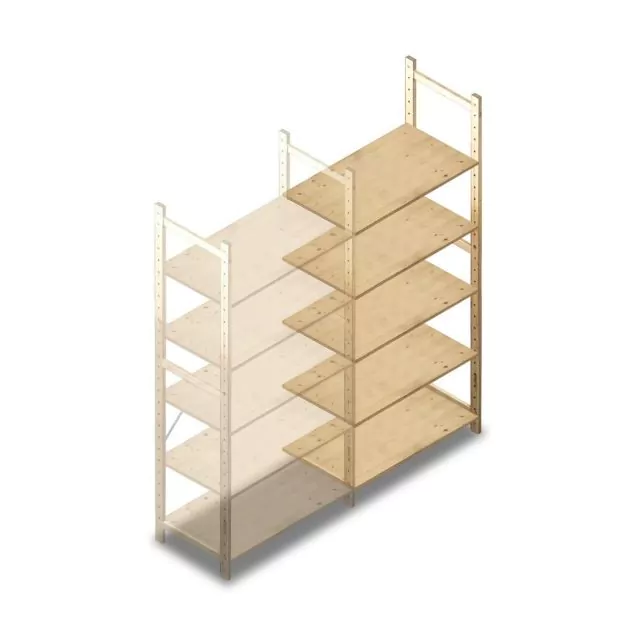 Holzfachbodenregal BT Combi 2080x970x500 mm (hxbxt) 5 Ebenen Anbauregal