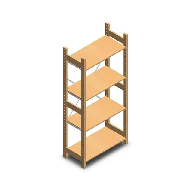 Holzfachbodenregal BT Euro 1800x770x400 mm (hxbxt) 4 Ebenen Anfangsregal