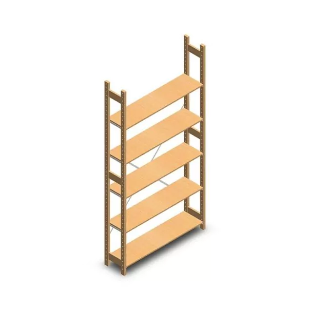 Holzfachbodenregal BT Euro 2400x1170x300 mm (hxbxt) 5 Ebenen Anfangsregal