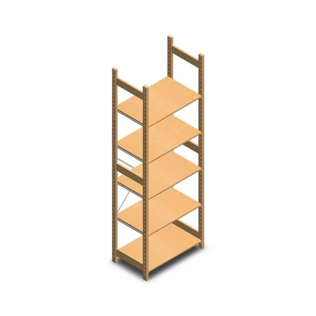 Holzfachbodenregal BT Euro 2400x770x500 mm (hxbxt) 5 Ebenen Anfangsregal