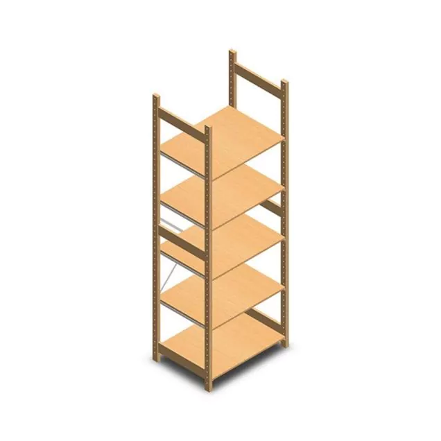 Holzfachbodenregal BT Euro 2400x770x600 mm (hxbxt) 5 Ebenen Anfangsregal