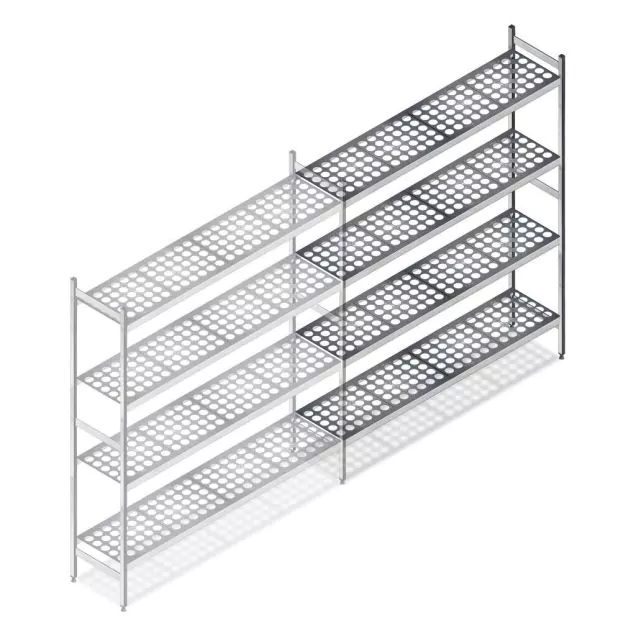 Hygienisches Regal 6611 1800x1080x360 mm (hxbxt) 4 Ebenen Anbauregal