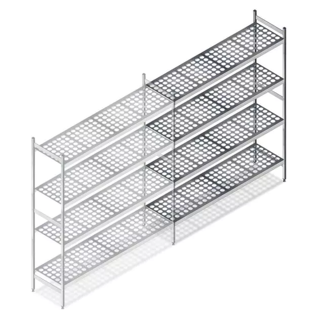 Hygienisches Regal 6611 1800x1200x460 mm (hxbxt) 4 Ebenen Anbauregal