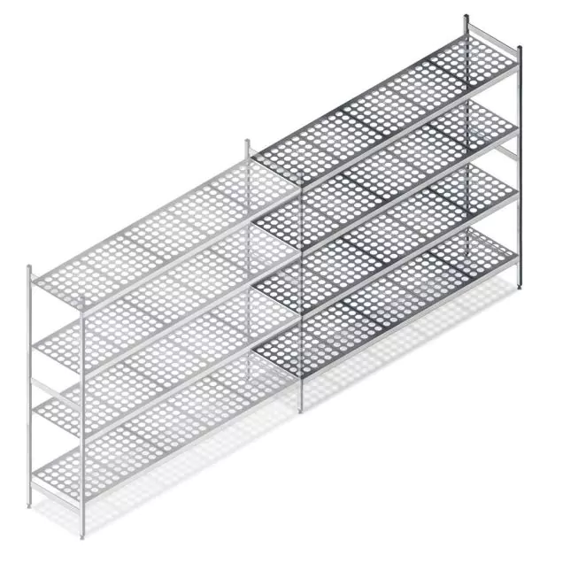 Hygienisches Regal 6611 1800x1320x560 mm (hxbxt) 4 Ebenen Anbauregal