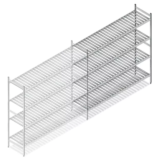 Hygienisches Regal 6811 1800x1320x560 mm (hxbxt) 4 Ebenen Anbauregal