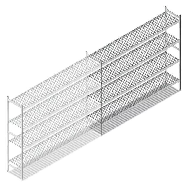 Hygienisches Regal 6811 1800x1740x460 mm (hxbxt) 4 Ebenen Anbauregal