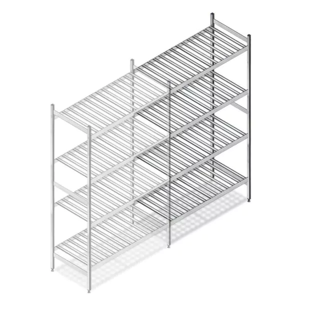 Hygienisches Regal 6811 1800x900x560 mm (hxbxt) 4 Ebenen Anbauregal