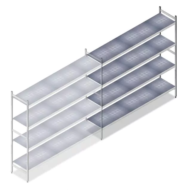 Hygienisches Regal 6622 1800x1500x460 mm (hxbxt) 4 Ebenen Anbauregal