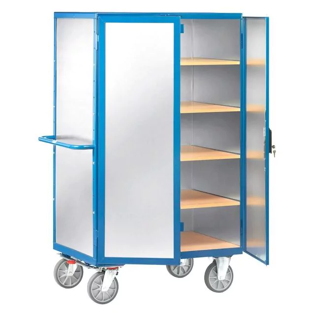 Schrankwagen 750 kg 1200x780 mit 5 Etagen, Aluminiumplatte und Dreipunktschloss