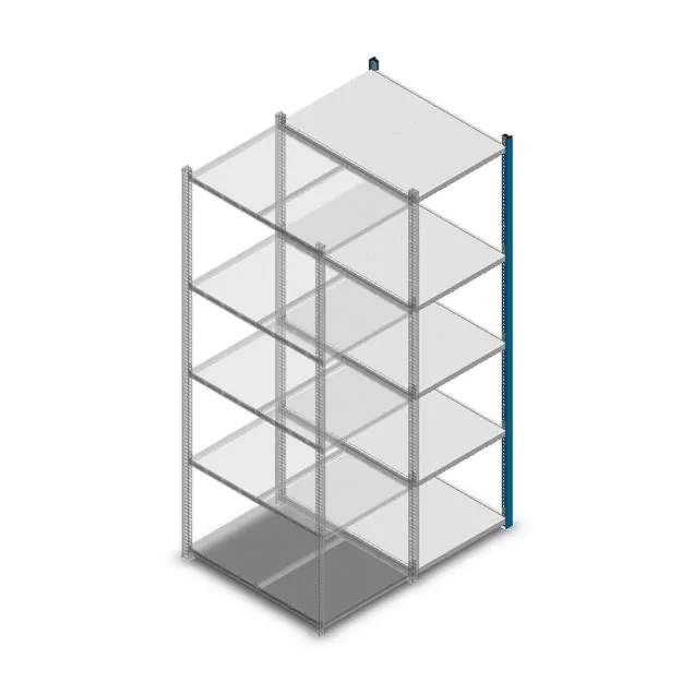 Mittellast-Fachbodenregal 2000x550x800mm (hxbxt) 5 Ebenen blau Anbauregal