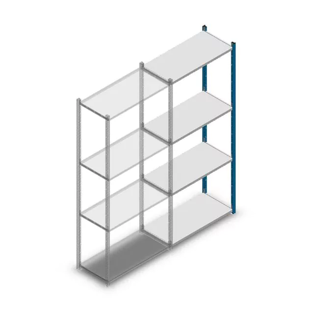 Fachbodenregal Medium Duty 2000x850x400mm (hxbxt) 4 Ebenen blau Anbauregal