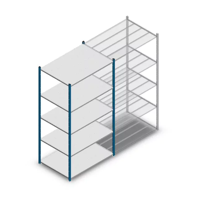 Fachbodenregal Medium Duty 2200x1150x800mm (hxbxt) 5 Ebenen blau Anfangsregal