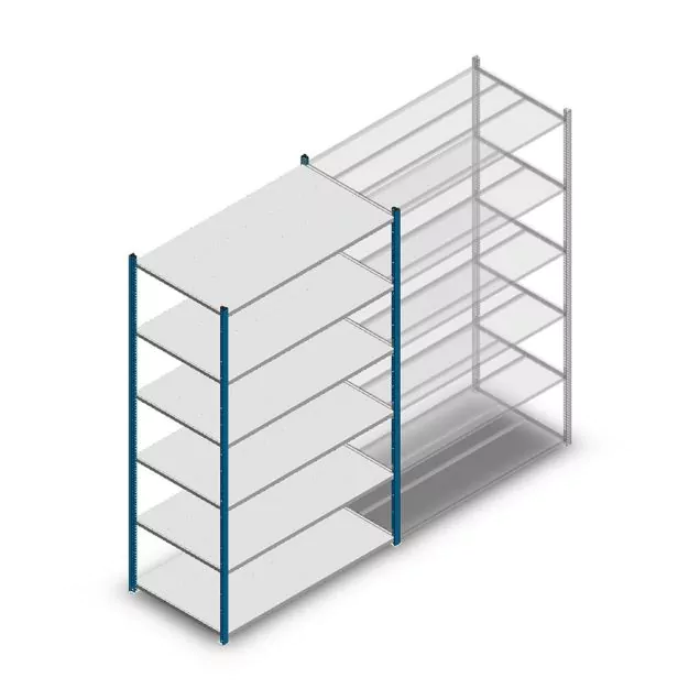 Fachbodenregal Medium Duty 2200x1300x700mm (hxbxt) 6 Ebenen blau Anfangsregal