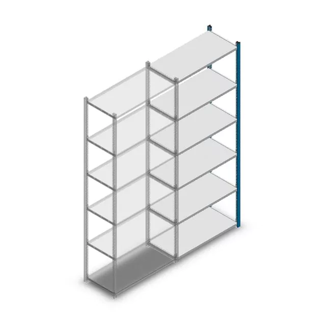 Fachbodenregal Medium Duty 2000x850x400mm (hxbxt) 6 Ebenen blau Anbauregal