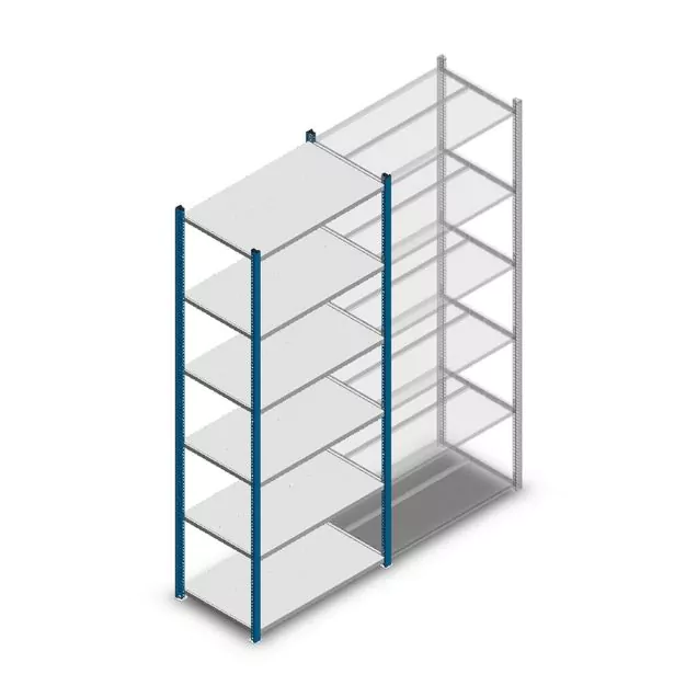 Fachbodenregal Medium Duty 2000x850x500mm (hxbxt) 6 Ebenen blau Anfangsregal