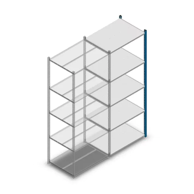 Fachbodenregal Medium Duty 2200x850x600mm (hxbxt) 5 Ebenen blau Anbauregal