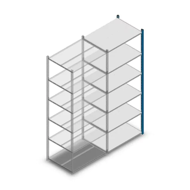 Fachbodenregal Medium Duty 2000x850x600mm (hxbxt) 6 Ebenen blau Anbauregal