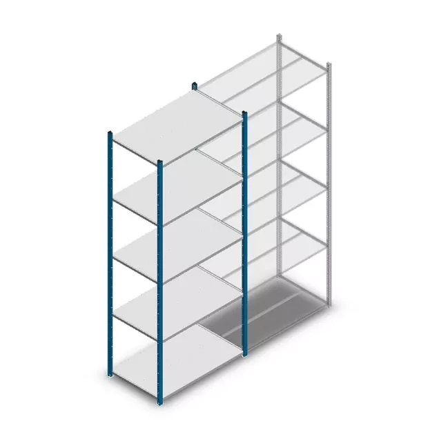 Fachbodenregal Medium Duty 2500x1000x600mm (hxbxt) 5 Ebenen blau Anfangsregal