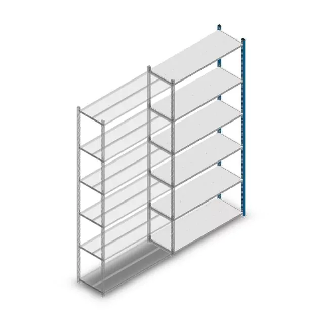 Fachbodenregal Medium Duty 2500x1150x400mm (hxbxt) 6 Ebenen blau Anbauregal