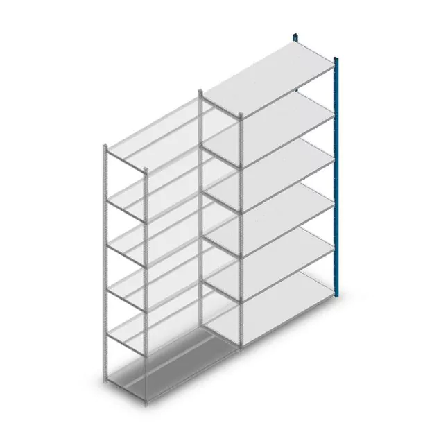 Fachbodenregal Medium Duty 2500x1150x500mm (hxbxt) 6 Ebenen blau Anbauregal