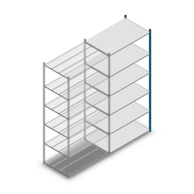 Fachbodenregal Medium Duty 2500x1150x700mm (hxbxt) 6 Ebenen blau Anbauregal